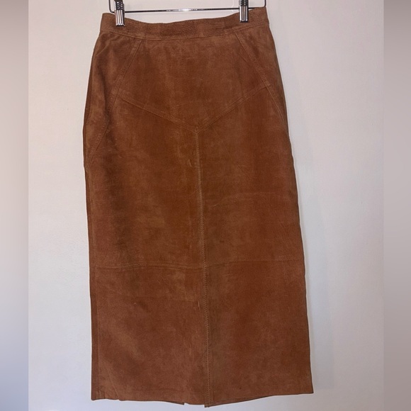 Vintage ‘90s Long Suede Pencil Skirt - Picture 2 of 8